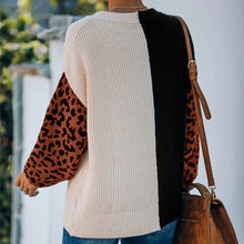 Load image into Gallery viewer, 2021 Autumn Winter Women Vintage Leopard Pullovers and Sweaters Patchwork Brown Knit Jumpers Loose Styler Korean Pull Jumpers