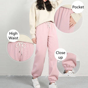 2021 Autumn Women Harem Pants Gym Sweatpants Solid Thick Warm Female Casual Pants Women Sport Running Workout Fleece Trousers