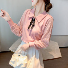 Load image into Gallery viewer, 2021 Autumn and Winter New Knit Sweater  Bow Stitching Lace Bottoming Shirt Lady Aesthetic