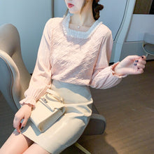 Load image into Gallery viewer, 2021 Autumn and Winter New Lace Border Lantern Sleeve Sweater Knit Sweater Top Temperament Small Shirt Korean Women
