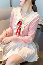 Load image into Gallery viewer, 2021 Autumn and Winter New Style Small Fragrant Wind Ruffled Bow Women&#39;s Sweater Knit Sweater Top Shu Korean Version