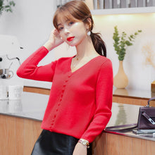 Load image into Gallery viewer, 2021 Autumn and Winter New V-neck Sweater Pullover Solid Color Bottoming Shirt Knit Sweater Top Temperament Lady