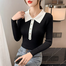 Load image into Gallery viewer, 2021 Autumn/winter New Style POLO Collar Long-sleeved Sweater Women&#39;s Self-cultivation Western Style Bottoming Shirt