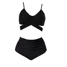 Load image into Gallery viewer, 2021 Bathing Suit Bandeau Sexy Women&#39;s Bikini High Waisted Tummy Control Two Piece Swimsuit Swimwear Tankini костюм женский