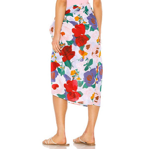 2021 Cover-up Women Floral Beach Dress Sexy Beach Wear Dress Sarong Bikini Cover-ups Wrap Pareo Skirts Summer Swimsuit Vestidos