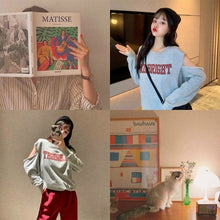 Load image into Gallery viewer, 2021 Fashion Korean Hoodies Oversize Loose Causal Pullover Real Shot Autumn Korean Style round Neck Letter Thin Ins Learning