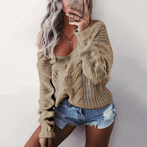 2021 Fashion Pullovers Sexy Sweaters Women Fall Soft Cotton Loose V-neck Knitted Hot Tide Winter Korean Casual Simple Chic Tops