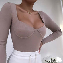 Load image into Gallery viewer, 2021 Fashion Women Summer Solid Bodysuit Slim Long Sleeve V Neck Sexy New Low-Cut Skinny Ladies Siamese Briefs