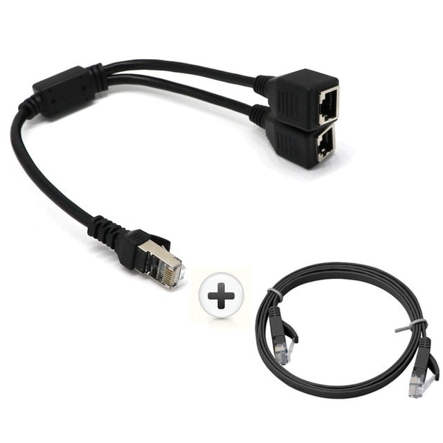 2021 HOT RJ45 Network Splitter Adapter Cable 1 Male to 2 Female Socket Port LAN Ethernet Network Splitter Y Adapter Cable