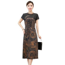 Load image into Gallery viewer, 2021 High Quality Improved cheongsam Women dress Short Sleeve Flower Printed Temperament slim stitching   Qipao Dress