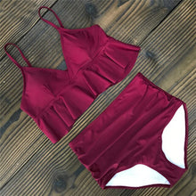 Load image into Gallery viewer, 2021 High Waist Bikini For Women Push Up Swimwear Ruffle Female Swimsuit Plus size Bathing Suit Biquini Floral Maillot De Bain