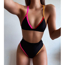 Load image into Gallery viewer, 2021 High Waist Patchwork Bikini Set V-Neck Swimwear Push Up Swimsuit Female Print Bathing Suits Summer Beach Wear Swimming Suit