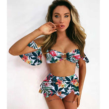 Load image into Gallery viewer, 2021 High Waist  Separate 3 Pieces Bikini Set  Sexy Strapless Women&#39;s Swimsuit Removable Ruffle Beachwear купальник женский