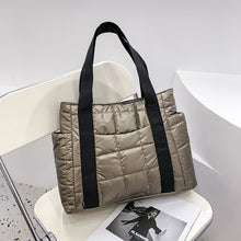 Load image into Gallery viewer, 2021 Hit Winter Brand Textured Padded Design Duffel Bag for Women Big Totes Plaid Shoulder Bags Designer Nylon Shopper Handbags