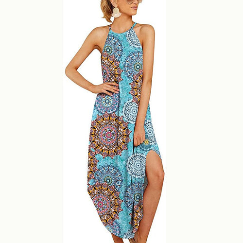 2021 Hot Popular New Women's Clothing Fashion Round Neck Split Independent Day Suspender Dress Loose Soft Comfortable Elegant