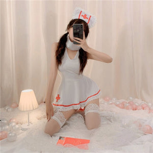 2021 Hot Sexi Roleplay White Nurse Uniform Suit Sexy Lingerie Female Kawaii Nightdress Couple Play Game Sex Costume Erotic Dress
