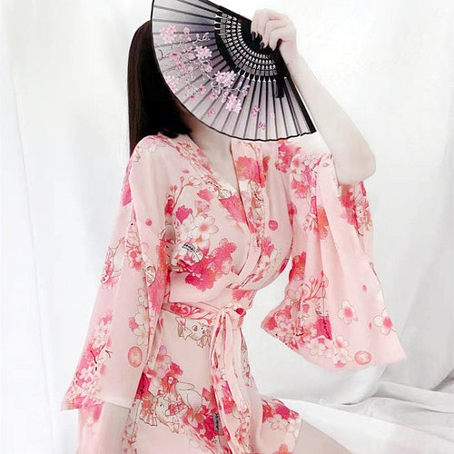 2021 NEW Ladies Janpanese Traditional Kimono Sexy Cosplay Costumes Sexy Oufit Women Kawaii Pink Cute Lingerie Pajamas Dropship