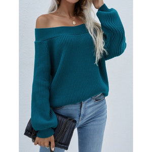 2021 New Autumn Oversized White Sweater Women Slash Neck Knitted Winter Sweaters Casual Knitwear Pullovers Jumper Pull Femme