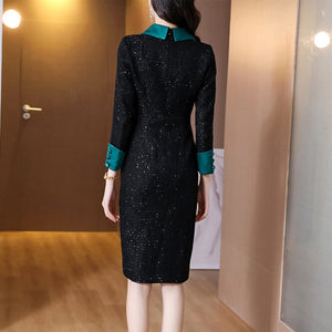 2021 New Autumn Winter High-End Women's Dress Fashion French Long Sleeved Ladies Temperament Retro Vestidos