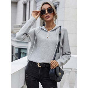 2021 New Autumn Winter Hooded Women Sweater Tops Korean Loose Pullovers Sweaters Knitwear Solid Color Casual Female Sweater Coat