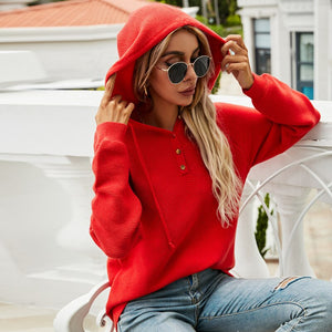 2021 New Autumn Winter Hooded Women Sweater Tops Korean Loose Pullovers Sweaters Knitwear Solid Color Casual Female Sweater Coat