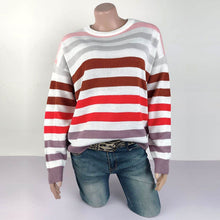 Load image into Gallery viewer, 2021 New Autumn Winter Knitted Striped Pullovers Sweater Women O-neck Sweet Color Matching Sweater Top
