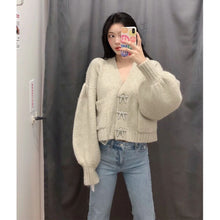 Load image into Gallery viewer, 2021 New Autumn Winter Women Knit Cardigan Rhinestone Buttons Long Sleeves V-Neck Loose Sweater Women Casual Fashion Chic Tops