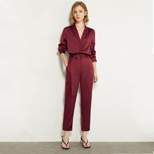 Load image into Gallery viewer, 2021 New Autumn Woman Fashion Business Set Office Ladies Suits Women Slim Lapel Loose Chiffon Blouse Long Pants Two Piece Suits