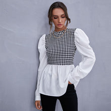 Load image into Gallery viewer, 2021 New Autumn Women Long Sleeve Plaid Patchwork Shirts Feminina Lady Casual Fake Two Pices Blouse &amp; Tops