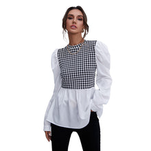 Load image into Gallery viewer, 2021 New Autumn Women Long Sleeve Plaid Patchwork Shirts Feminina Lady Casual Fake Two Pices Blouse &amp; Tops