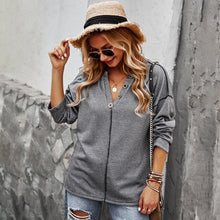 Load image into Gallery viewer, 2021 New Autumn Women Solid Thin Sweaters Pullovers Casual Knitted Loose Sweater Women Lady Button V-Neck Pull Jumpers Shirt