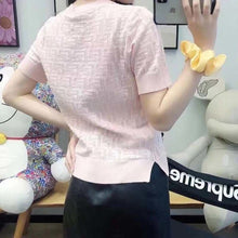 Load image into Gallery viewer, 2021 New Base Shirt Hollow Letter Round Neck Ice Silk Knitting Temperament Thin Top