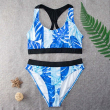 Load image into Gallery viewer, 2021 New Bikini Split Print Sports Conservative Swimsuit 2 Piece Sets Viquinis Mujer Swimming Suit for Women High Waist