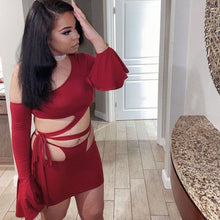 Load image into Gallery viewer, 2021 New Fashion Solid Color Boydocn Bandage Women Dresses Summer Evening Party And Club Mini Long Sleeve Dress Wholesale