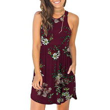 Load image into Gallery viewer, 2021 New  Floral Printed Dress Women Sleeveless O-Neck Prairie Chic Beach Dress Summer Casual Mini Boho Sundress Femme