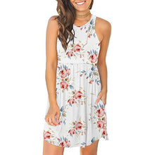 Load image into Gallery viewer, 2021 New  Floral Printed Dress Women Sleeveless O-Neck Prairie Chic Beach Dress Summer Casual Mini Boho Sundress Femme