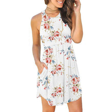 Load image into Gallery viewer, 2021 New  Floral Printed Dress Women Sleeveless O-Neck Prairie Chic Beach Dress Summer Casual Mini Boho Sundress Femme
