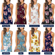 Load image into Gallery viewer, 2021 New  Floral Printed Dress Women Sleeveless O-Neck Prairie Chic Beach Dress Summer Casual Mini Boho Sundress Femme