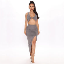 Load image into Gallery viewer, 2021 New Folds Slim Navel Crop Tank Top Long Length Skirt Outfit For Women Sleeveless Fashion Solid Sexy Skirt Set