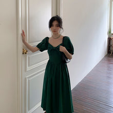 Load image into Gallery viewer, 2021 New French Palace Retro Bubble Short-sleeved V-neck Green Temperament Dress Children Summer Dress Suit