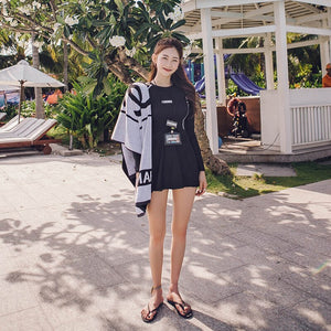 2021 New Korean One Piece Swimsuit Solid Push Up Swimwear Swim Skirt Summer Beach Wear Padded Bathing Suit Swimskirt