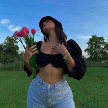 Load image into Gallery viewer, 2021 New Ladies Spring Summer Lantern Sleeve Solid Fashion Casual Cotton Dress Women Sweet Square Collar Folds Blouses