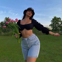 Load image into Gallery viewer, 2021 New Ladies Spring Summer Lantern Sleeve Solid Fashion Casual Cotton Dress Women Sweet Square Collar Folds Blouses