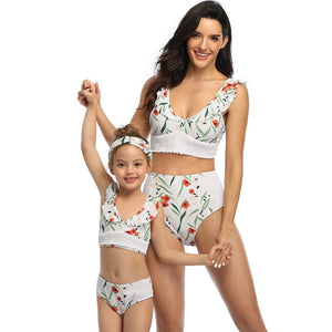 2021 New Ladies Summer High Waist Bikini Mother And Daughter Parent-Child Swimsuit