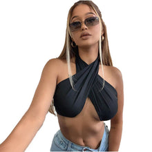 Load image into Gallery viewer, 2021 New Ladies Summer V Neck Halter Sleeveless Solid Fashion Casual Blouses Women Sexy Super Short Backless Tank Top