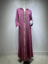 Load image into Gallery viewer, 2021 New Muslim Robe Diamond Ribbon Dress Abaya Dubai Islamic Women&#39;s Clothing Ethnic Hooded Turkish Dress Woman