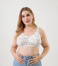 Load image into Gallery viewer, 2021 New Oversized Cotton Wireless One Piece Big Bra Floral Wide Shoulder Belt Comfortable Underwear Ultra Thin Bra C D E F Cup