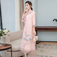 Load image into Gallery viewer, 2021 New Plus size Chinese Style Hanfu Dress for Elegant Women  Embroidery Improved Cheongsam Traditional Robe Dress M-4XL