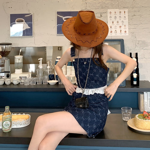 2021 New Retro Heart Back Two Piece Set Summer Cloth For Women Skirt Sets Mini Ruffle Skirt Sexy Patchwork Top Crop Tops Outfit