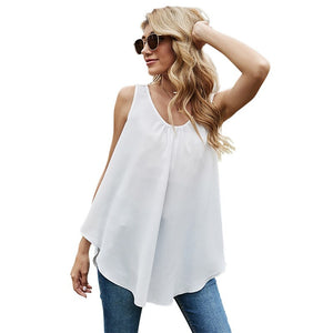 2021 New Sexy Backless Blouses Casual Women Tops Open Back Lace Up Sleeveless White Plus Size Ladies Shirts Chiffon Blusas